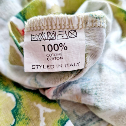 T-Shirt, hellgrün-rot-weiss, Blumen, M/L