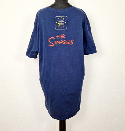 Einzigartiges und nachhaltiges Vintage T-Shirt in dunkelblau mit den Simpsons. Unique and sustainable vintage t-shirt in darkblue with the simpsons. Back.