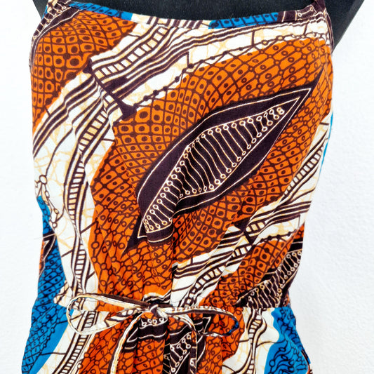 Playsuit, Träger, orange-blau-braun, M/L