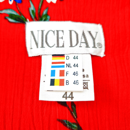 Playsuit, Kurzarm, rot-blau-gelb, Blumen, L/XL