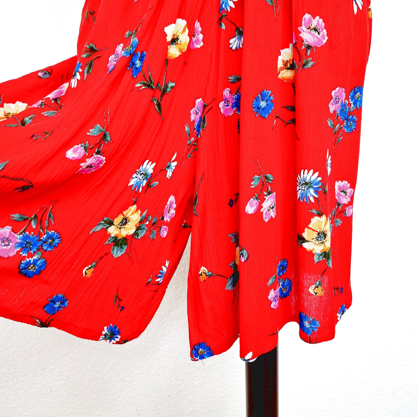 Playsuit, Kurzarm, rot-blau-gelb, Blumen, L/XL
