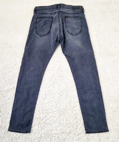Einzigartige und nachhaltige Vintage Jeans in grau von Lee. Back.