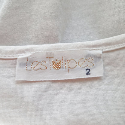 Einzigartiges und nachhaltiges Vintage Top in weiss-blau mit Sternen, Anker. Unique and sustainable vintage top in white with stars, anchor motivs. Tag.