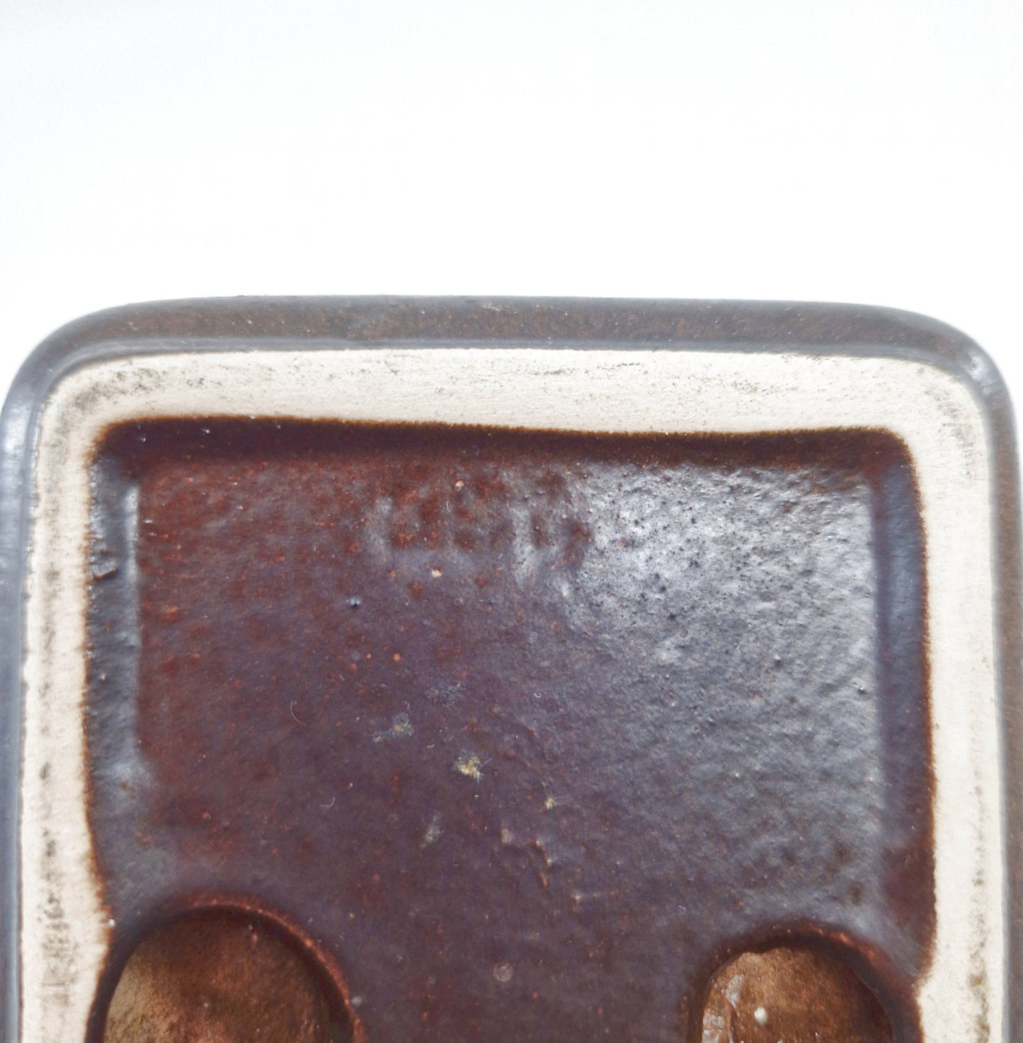 Einzigartige und nachhaltige Vintage Dose aus Keramik von Ruscha mit Blume. Mark