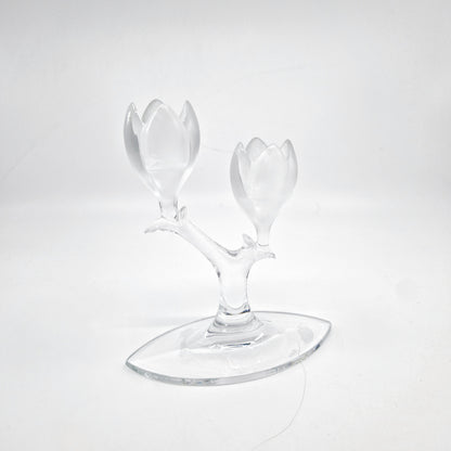 Einzigartiger und nachhaltiger Vintage Kerzenständer aus Glas in Tulpenoptik. Side.