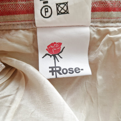 Einzigartiger und nachhaltiger Vintage Rock in beige-rot-weiss mit Streifen. Unique and sustainable vintage skirt in beige-red-white with stripes. Tag.