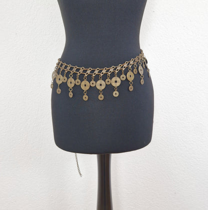 Einzigartiger und nachhaltiger Vintage Gürtel, Münzen. Unique and sustainable vintage belt, coins. Front.