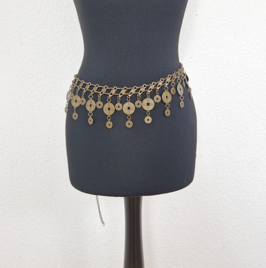 Einzigartiger und nachhaltiger Vintage Gürtel, Münzen. Unique and sustainable vintage belt, coins. Front.