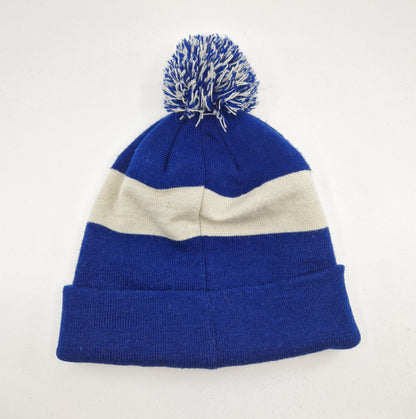 Einzigartige und nachhaltige Vintage Mütze/Beanie in blau-weiss, Furphy. Unique and sustainable vintage beanie in blue-white, Furphy. Back.