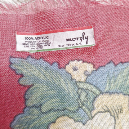 Einzigartiges und nachhaltiges Vintage Tuch in altrosa-mint-hellgelb, mit Blumen und Blättern. Unique and sustainable vintage cloth in dusty rose-mint-light yellow, with flowers and leaves. Tag.