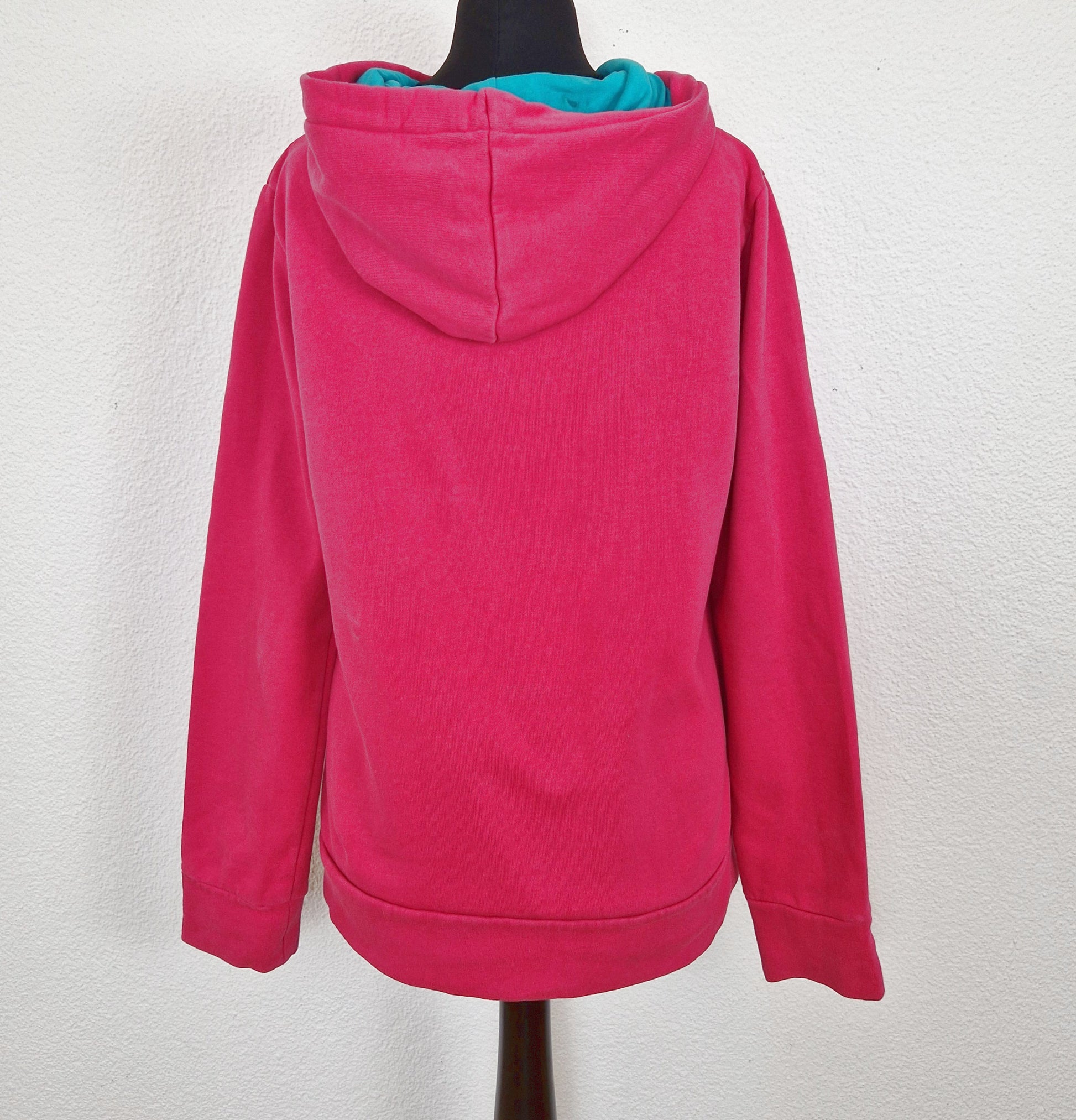 Einzigartiger und nachhaltiger Vintage Hoodie in pink-grün, Rip Curl.   Back.