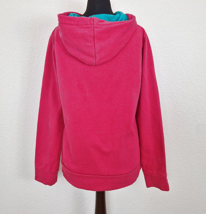 Einzigartiger und nachhaltiger Vintage Hoodie in pink-grün, Rip Curl.   Back.