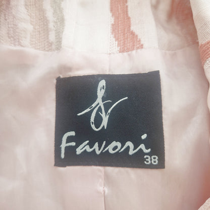 Einzigartiger und nachhaltiger Vintage Blazer in rosa-lachs-beige mit Streifen. Unique and sustainable vintage blazer in pink-salmon-beige with stripes. Tag.