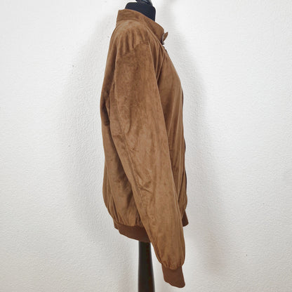 Einzigartige und nachhaltige Vintage Lederjacke in braun und Kunstleder. Side.