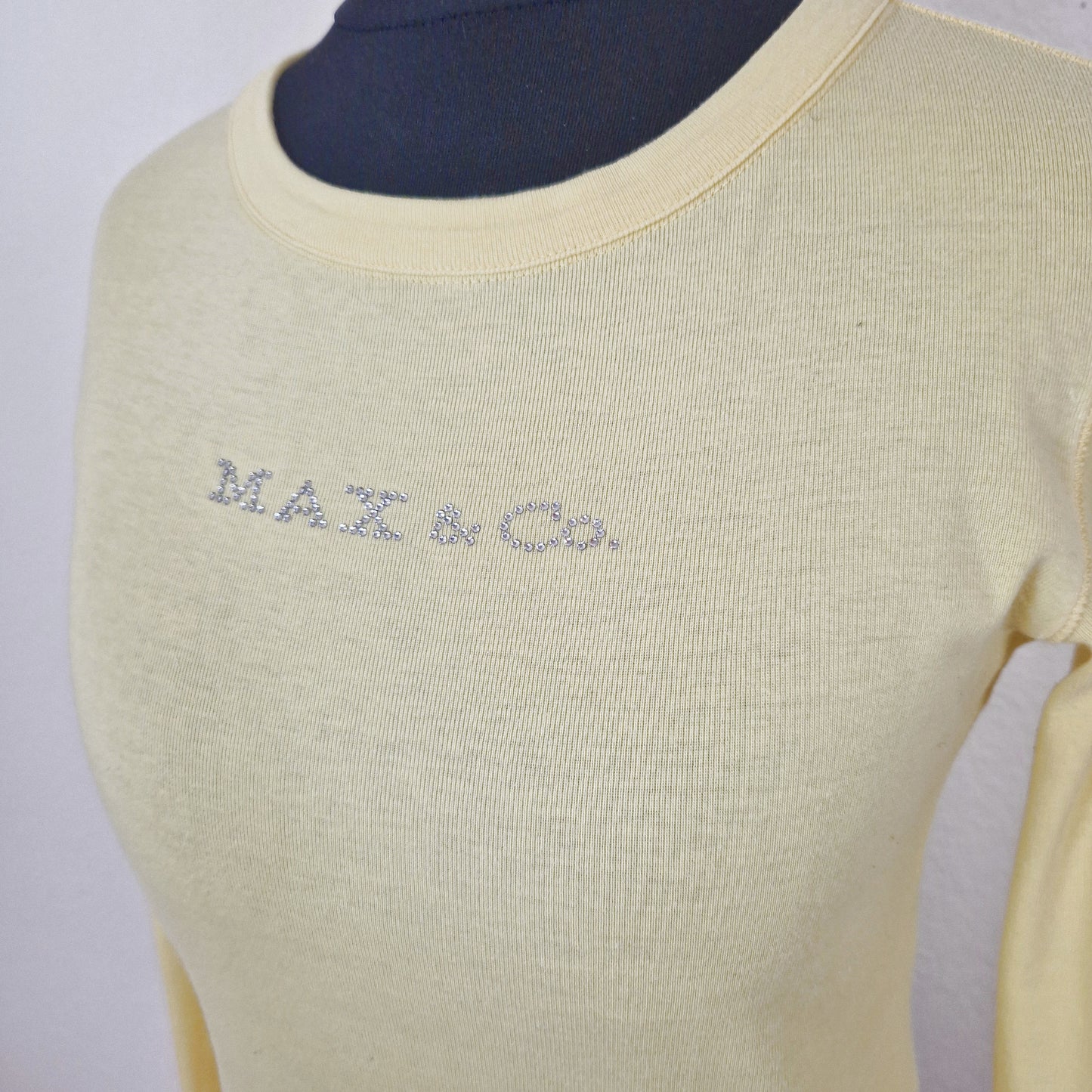 Einzigartiges und nachhaltiges Vintage Shirt in gelb, MAX & Co.  Close-up.