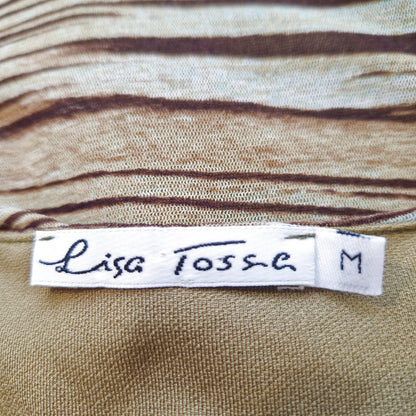 Einzigartiges und nachhaltiges Vintage Top in oliv-braun mit Streifen.    Tag.