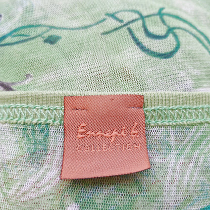 Einzigartiges und nachhaltiges Vintage Shirt, Langarm, in hellgrün-pink-türkis, mit Rosen. Tag.