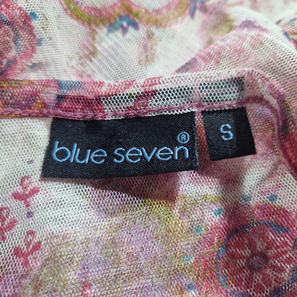 Einzigartiges und nachhaltiges Vintage Shirt, Langarm, in weiss-pink-oliv, mit Mesh. Unique and sustainable vintage shirt, long sleeves, in white-pink-olive, with mesh. Tag.