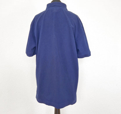 Einzigartiges und nachhaltiges Vintage Poloshirt in dunkelblau von Kappa. Back.
