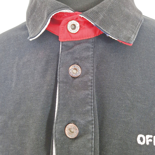 Einzigartiges und nachhaltiges Vintage Poloshirt in schwarz-weiss-rot von Napapijri. Buttons.