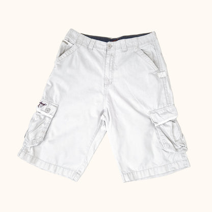 Einzigartige und nachhaltige Vintage Shorts in hellbeige von Billabong. Front.