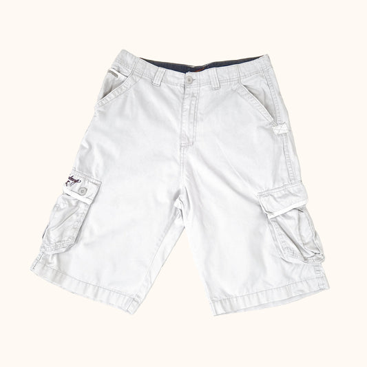 Einzigartige und nachhaltige Vintage Shorts in hellbeige von Billabong. Front.