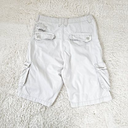 Einzigartige und nachhaltige Vintage Shorts in hellbeige von Billabong. Back.