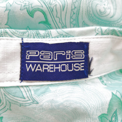 Einzigartiges und nachhaltiges Vintage Kurzarmhemd in mint-weiss mit Paisley. Tag.