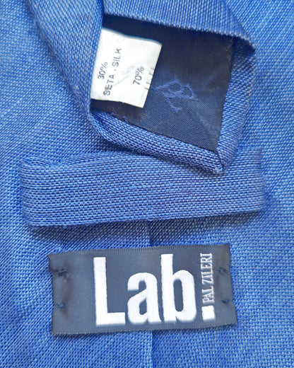 Einzigartige und nachhaltige Vintage Krawatte in blau aus Wolle und Seide von PalZileri. Tag.